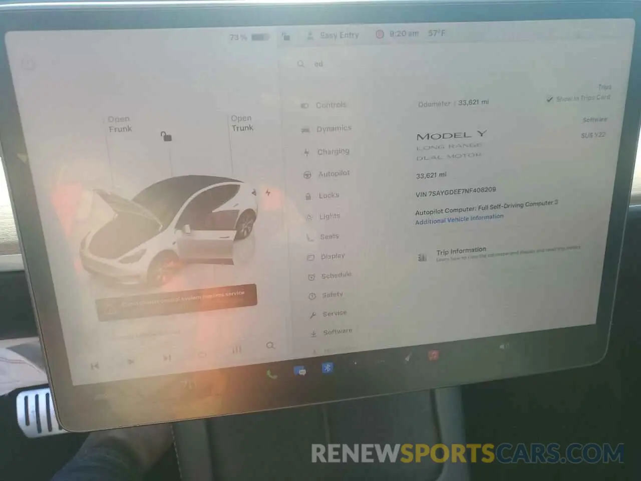 9 Фотография поврежденного автомобиля 7SAYGDEE7NF408209 TESLA MODEL Y 2022