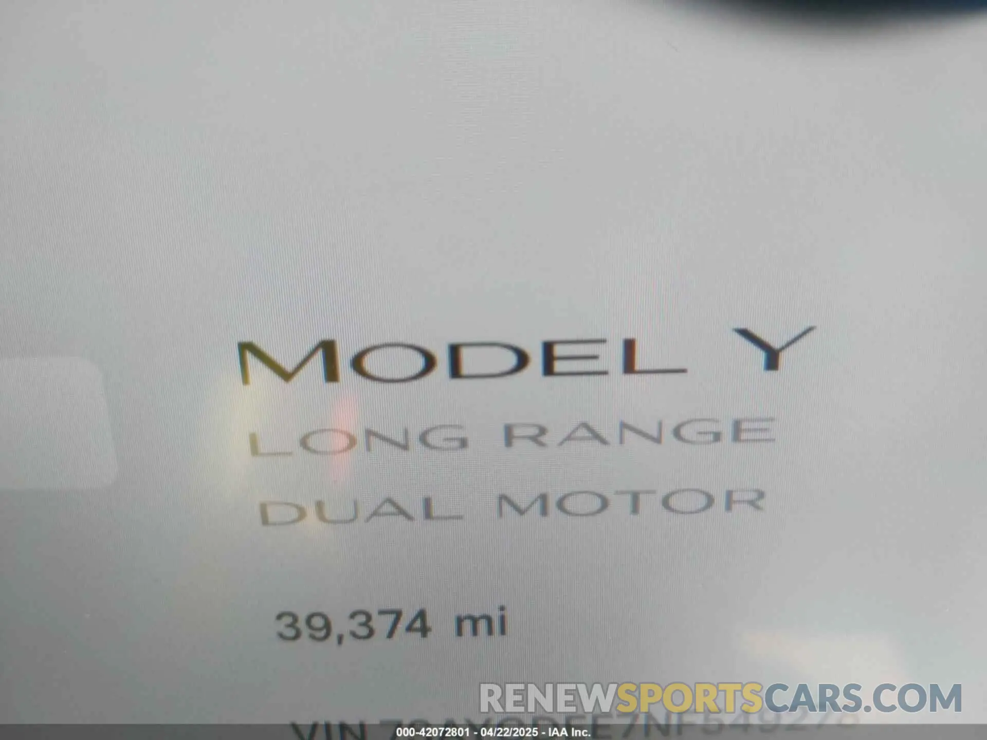16 Фотография поврежденного автомобиля 7SAYGDEE7NF549278 TESLA MODEL Y 2022