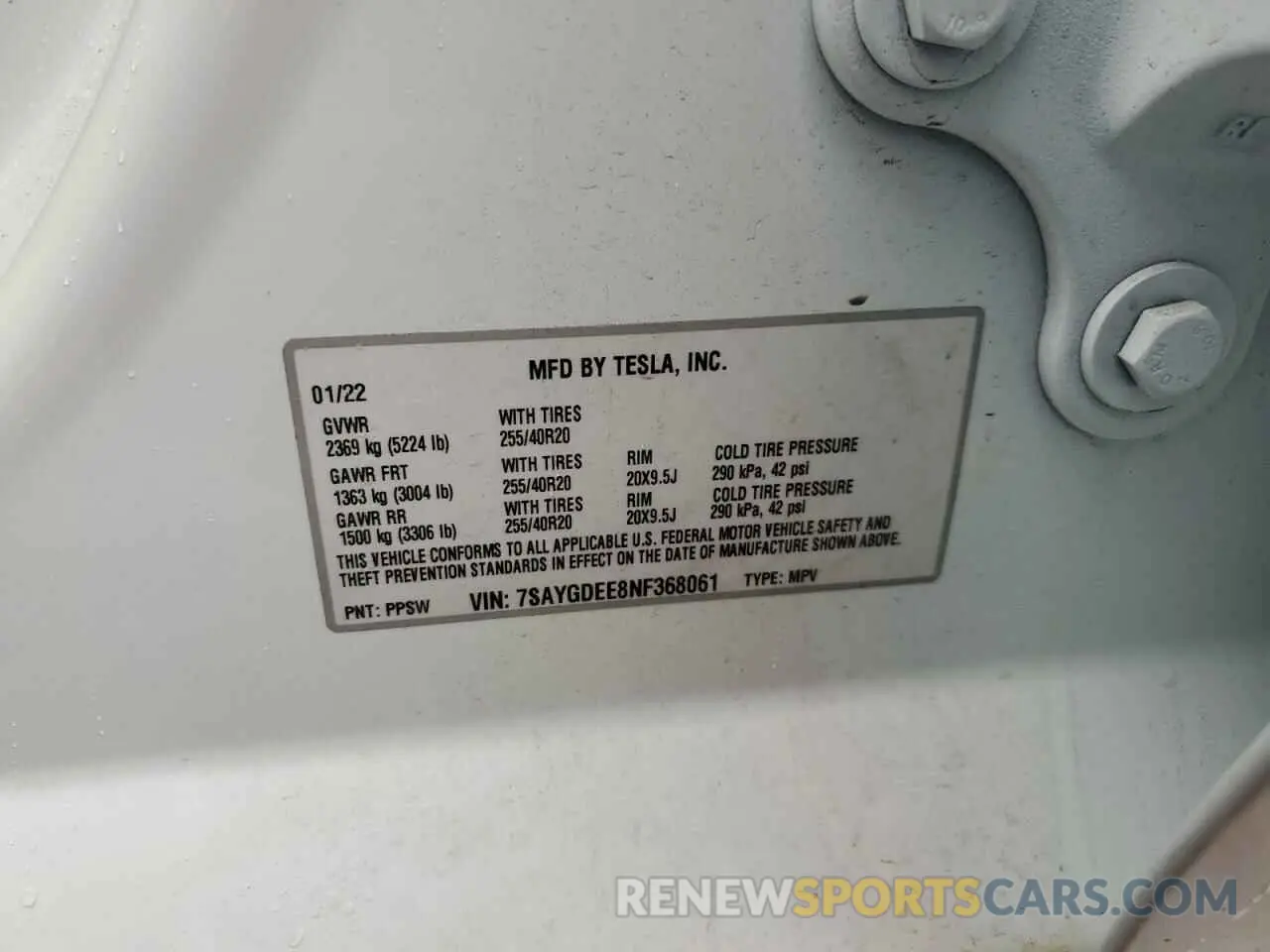 12 Фотография поврежденного автомобиля 7SAYGDEE8NF368061 TESLA MODEL Y 2022