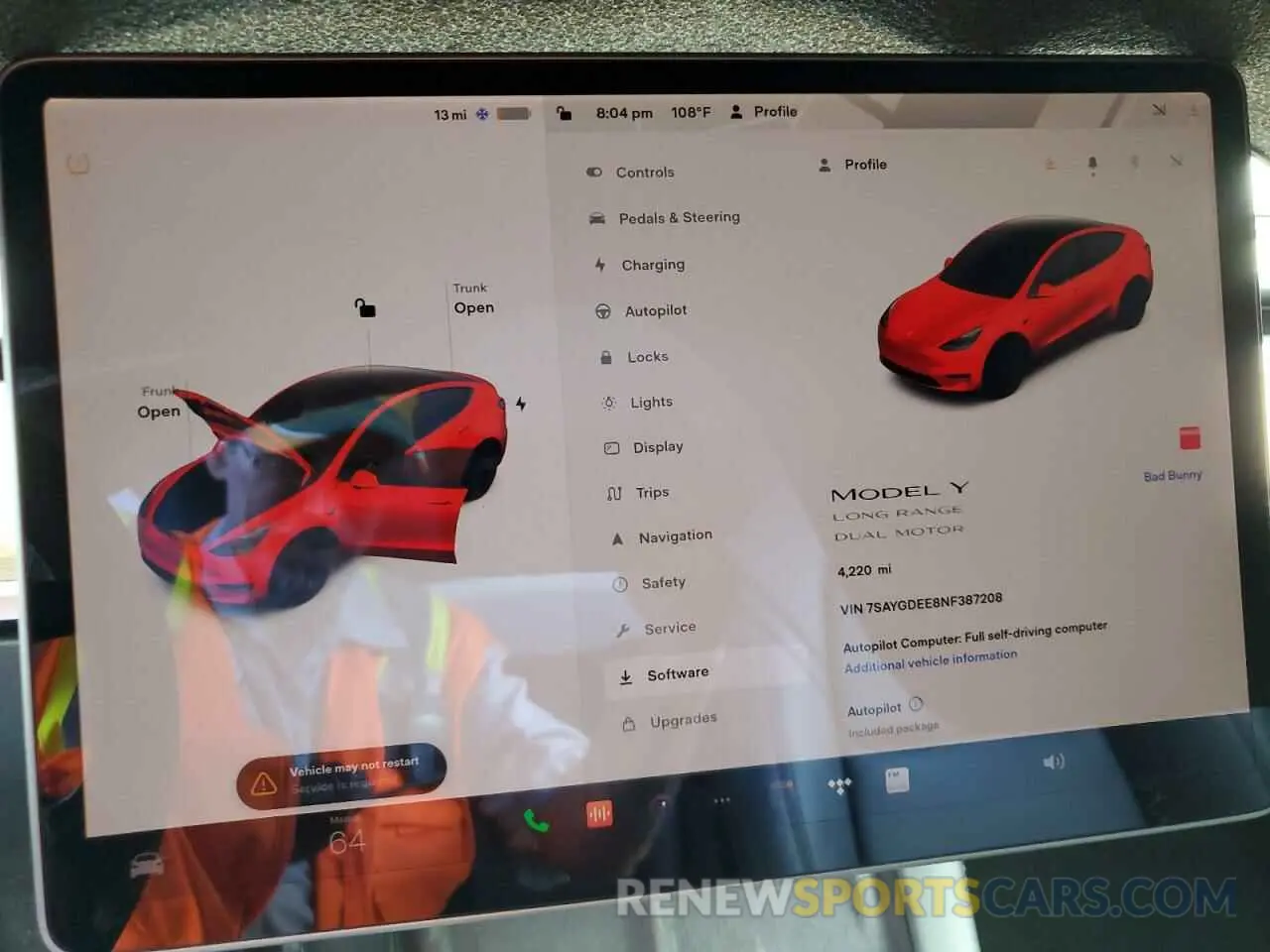 9 Фотография поврежденного автомобиля 7SAYGDEE8NF387208 TESLA MODEL Y 2022