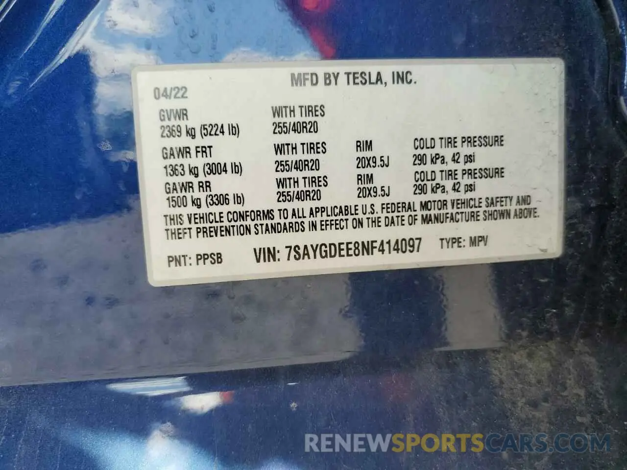 13 Photograph of a damaged car 7SAYGDEE8NF414097 TESLA MODEL Y 2022