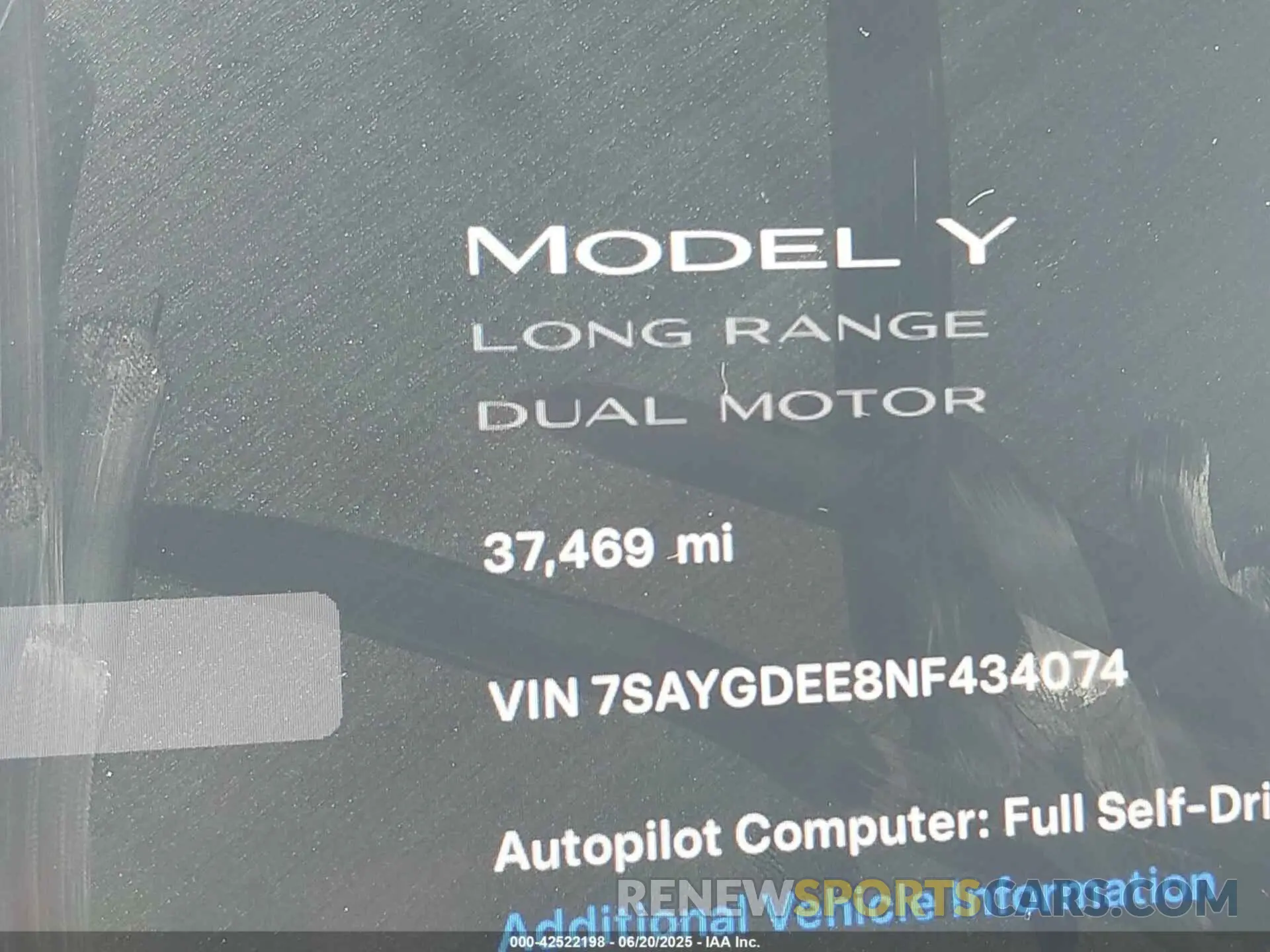 15 Фотография поврежденного автомобиля 7SAYGDEE8NF434074 TESLA MODEL Y 2022