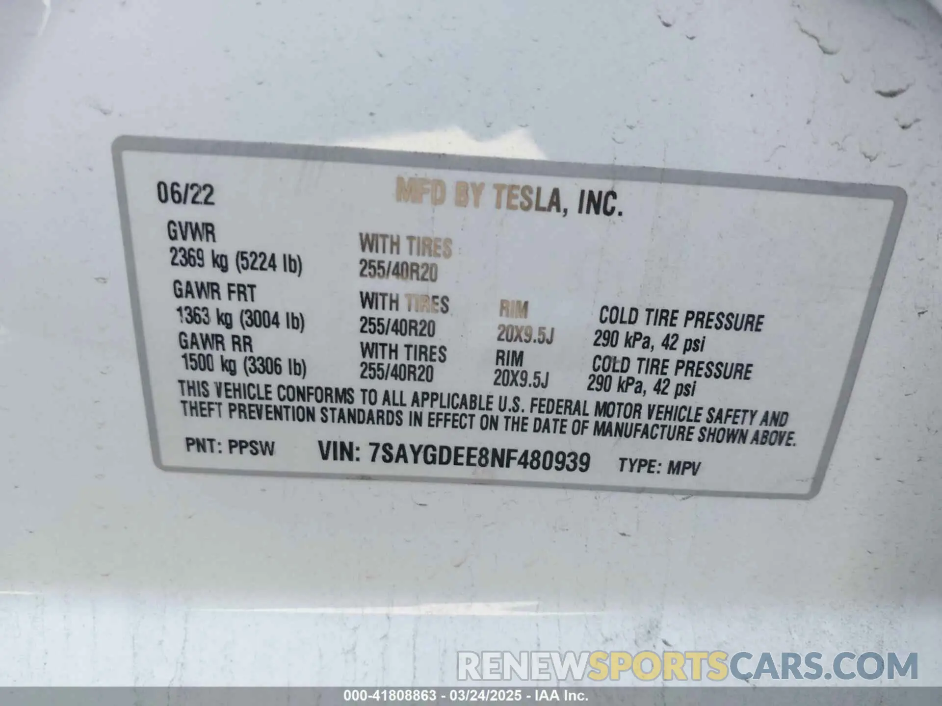 9 Photograph of a damaged car 7SAYGDEE8NF480939 TESLA MODEL Y 2022