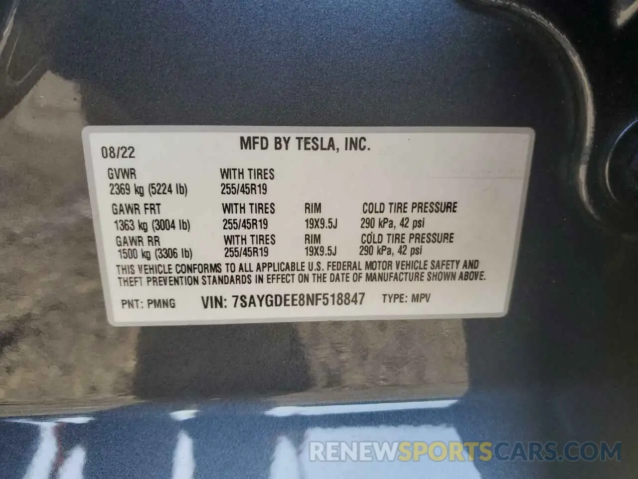 12 Photograph of a damaged car 7SAYGDEE8NF518847 TESLA MODEL Y 2022