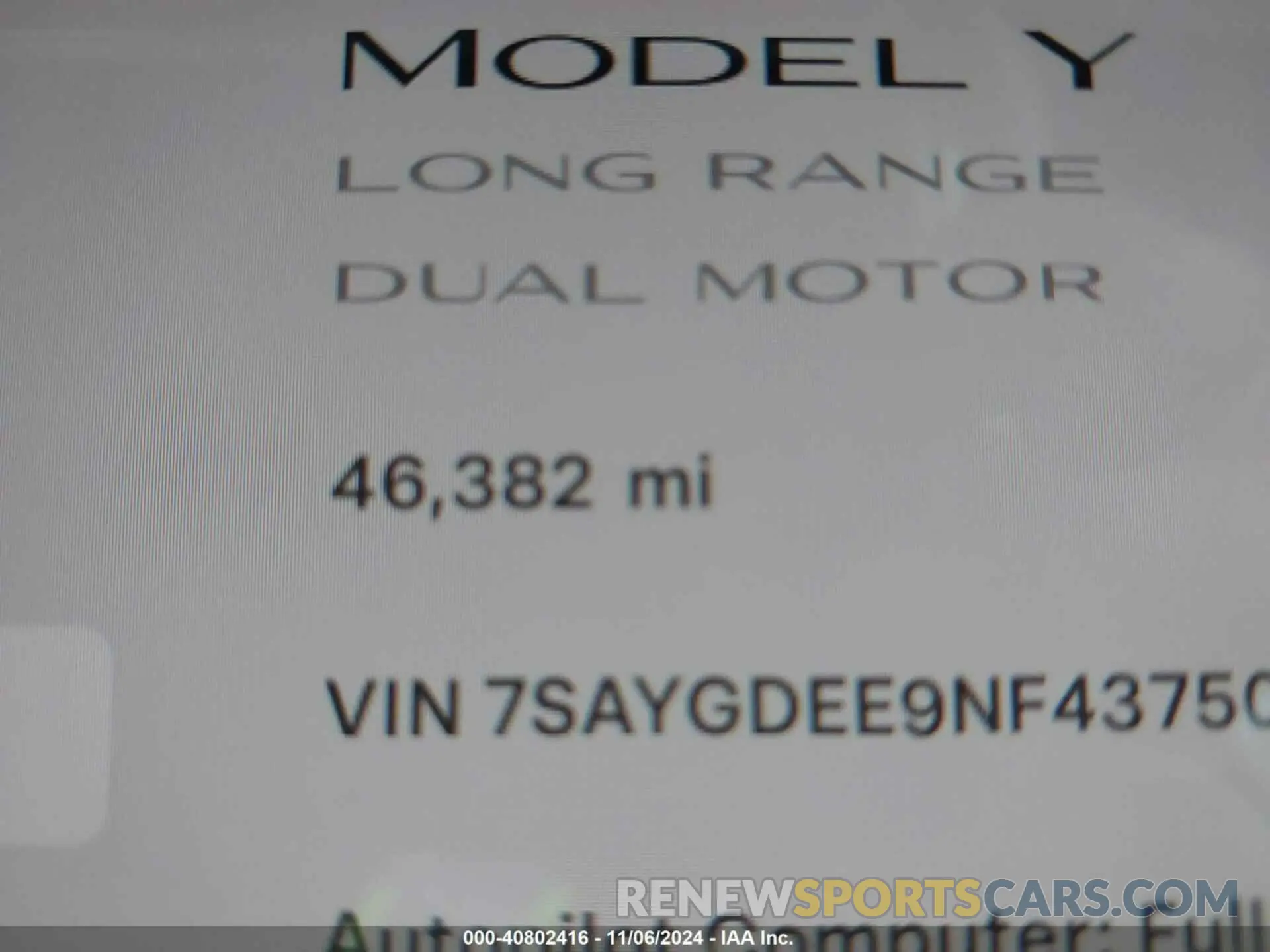 14 Фотография поврежденного автомобиля 7SAYGDEE9NF437503 TESLA MODEL Y 2022