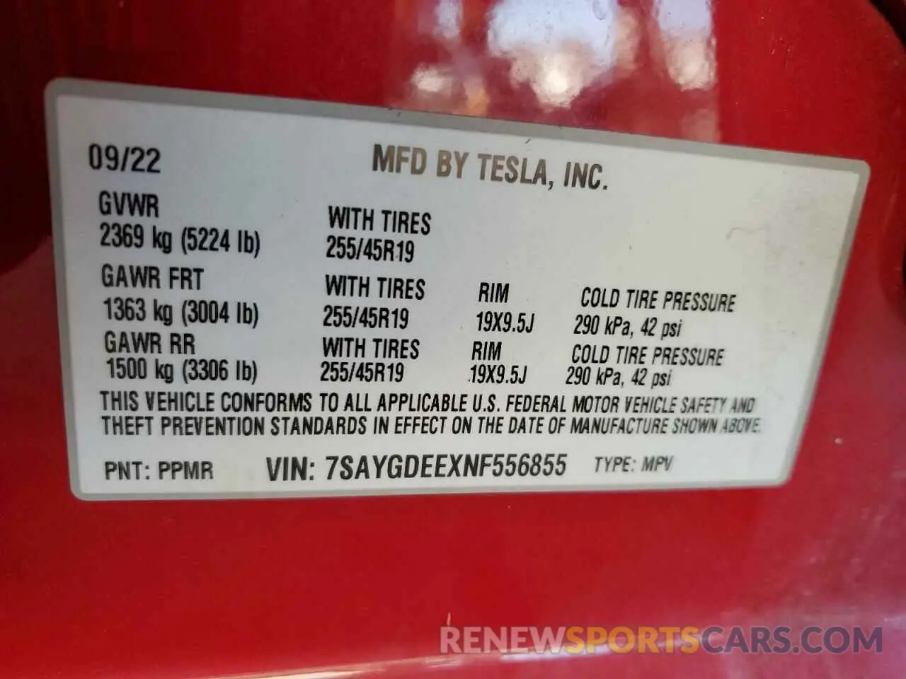15 Фотография поврежденного автомобиля 7SAYGDEEXNF556855 TESLA MODEL Y 2022