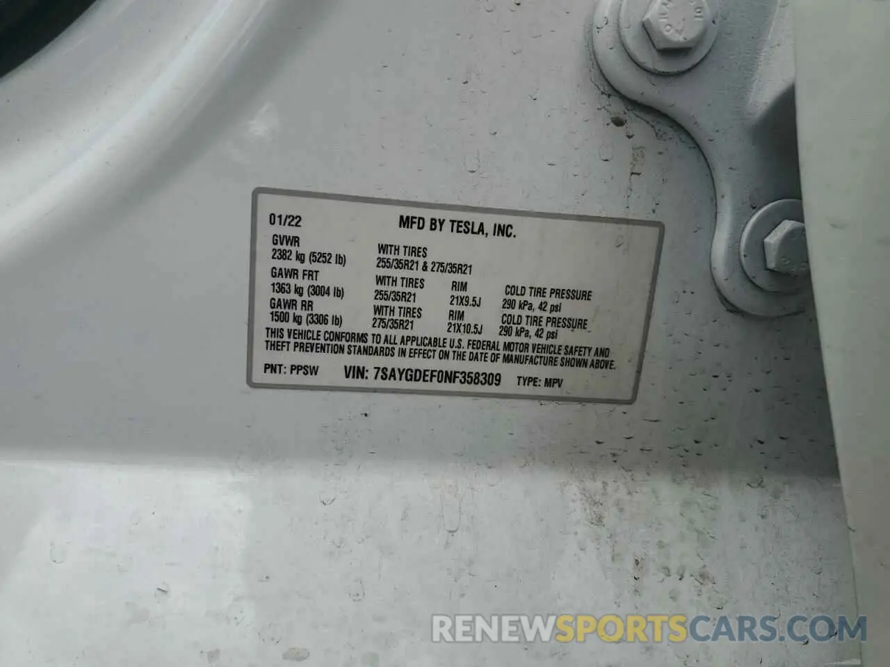 13 Photograph of a damaged car 7SAYGDEF0NF358309 TESLA MODEL Y 2022