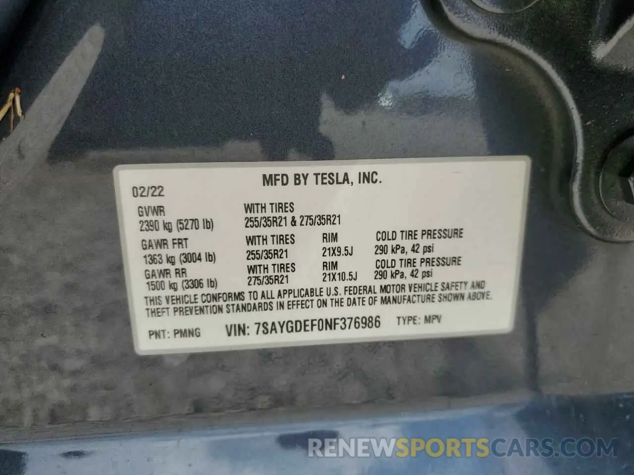 13 Photograph of a damaged car 7SAYGDEF0NF376986 TESLA MODEL Y 2022