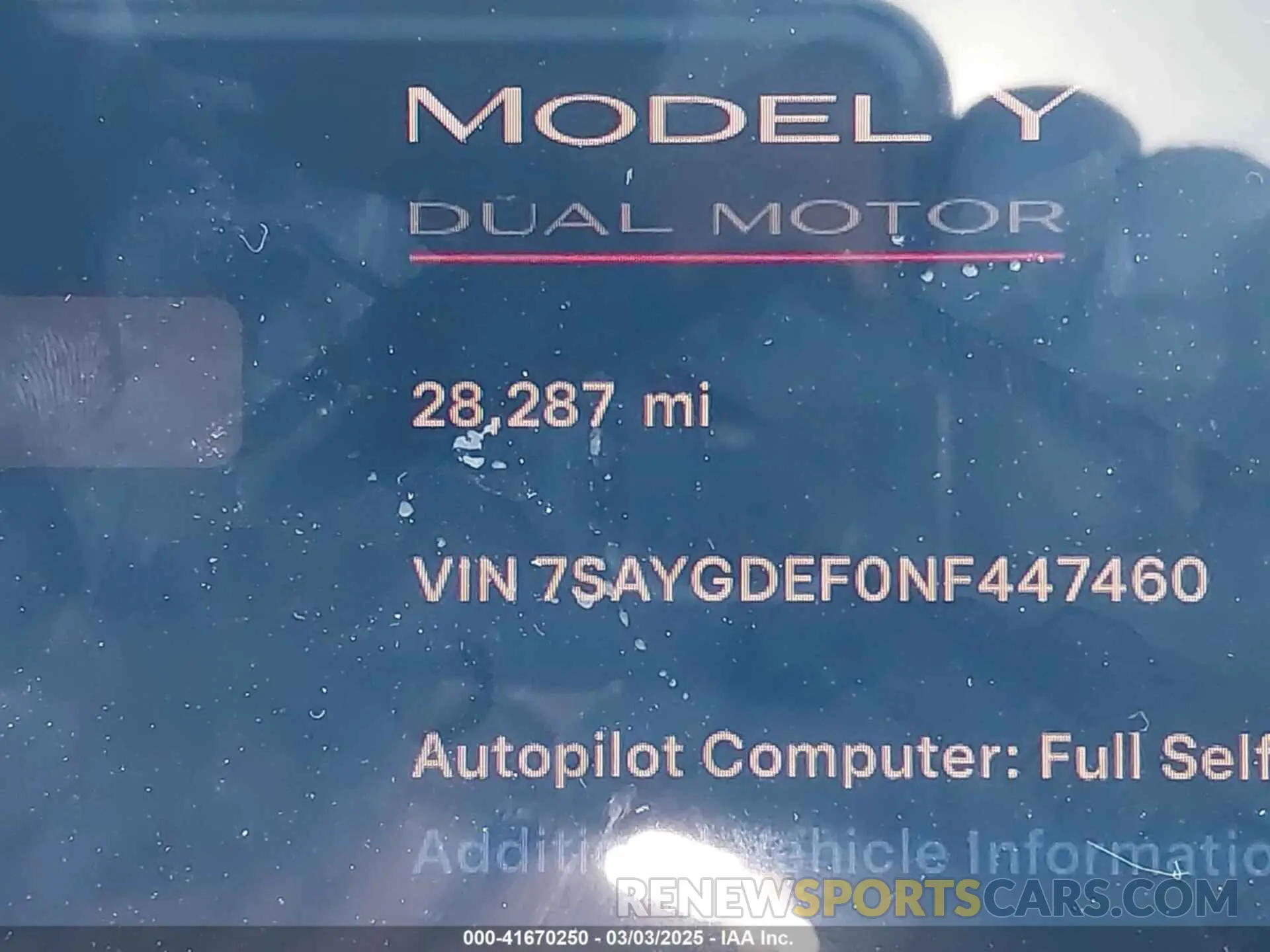 16 Фотография поврежденного автомобиля 7SAYGDEF0NF447460 TESLA MODEL Y 2022