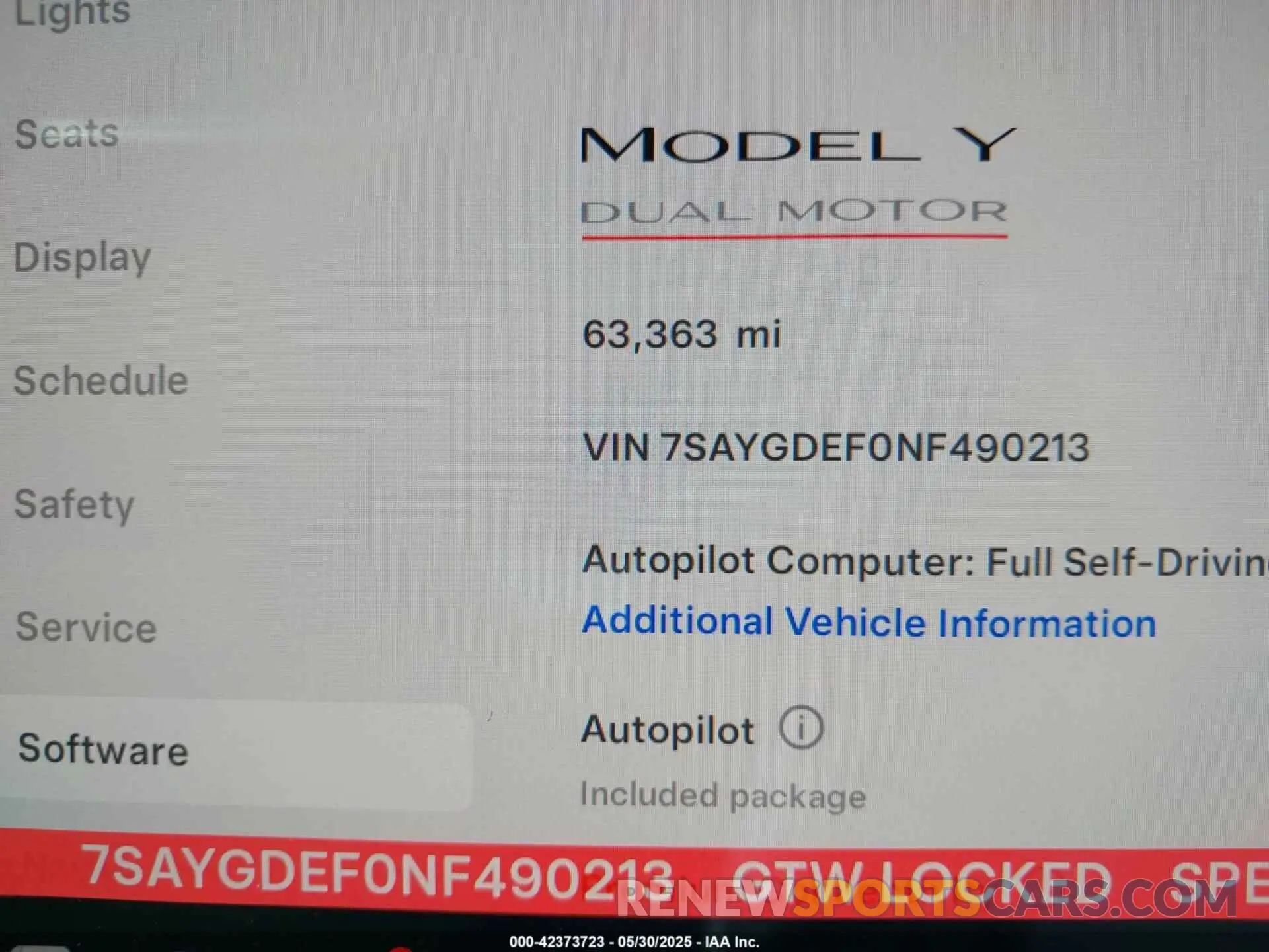 15 Фотография поврежденного автомобиля 7SAYGDEF0NF490213 TESLA MODEL Y 2022