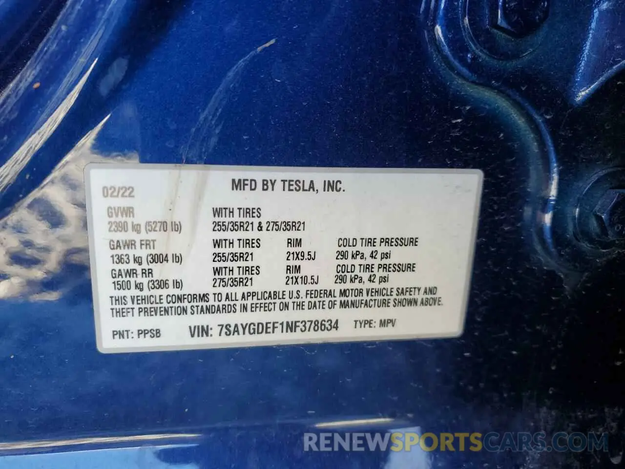 14 Photograph of a damaged car 7SAYGDEF1NF378634 TESLA MODEL Y 2022