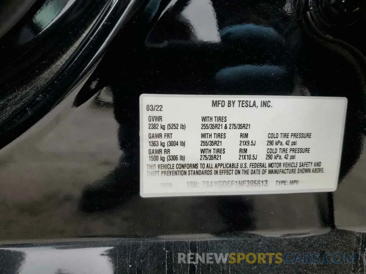 14 Фотография поврежденного автомобиля 7SAYGDEF1NF395613 TESLA MODEL Y 2022
