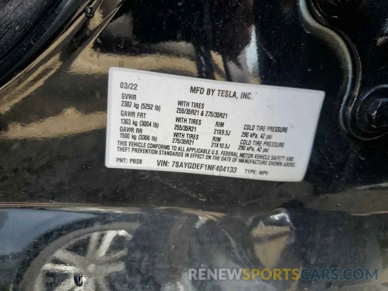 14 Photograph of a damaged car 7SAYGDEF1NF404133 TESLA MODEL Y 2022