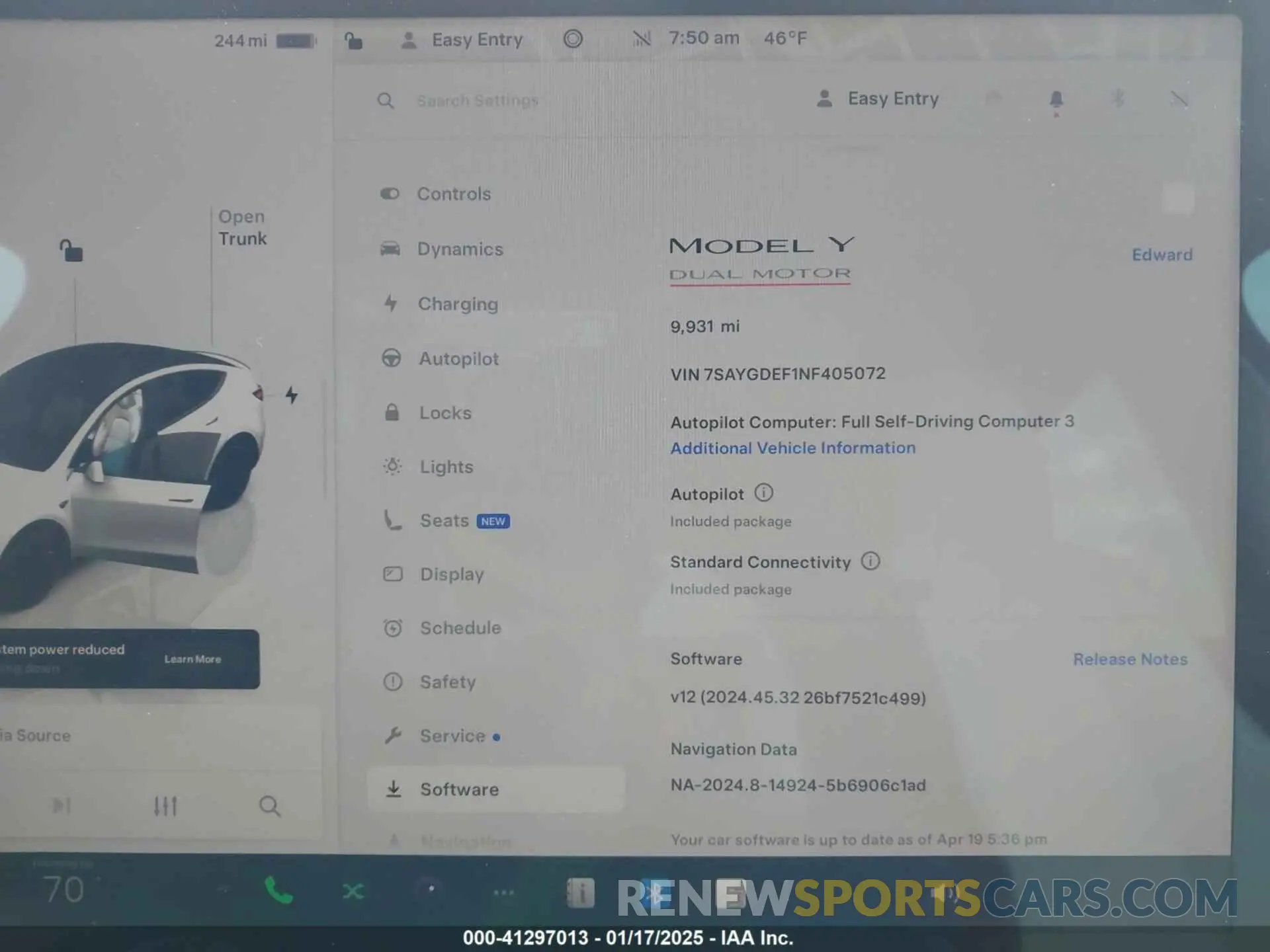 7 Photograph of a damaged car 7SAYGDEF1NF405072 TESLA MODEL Y 2022