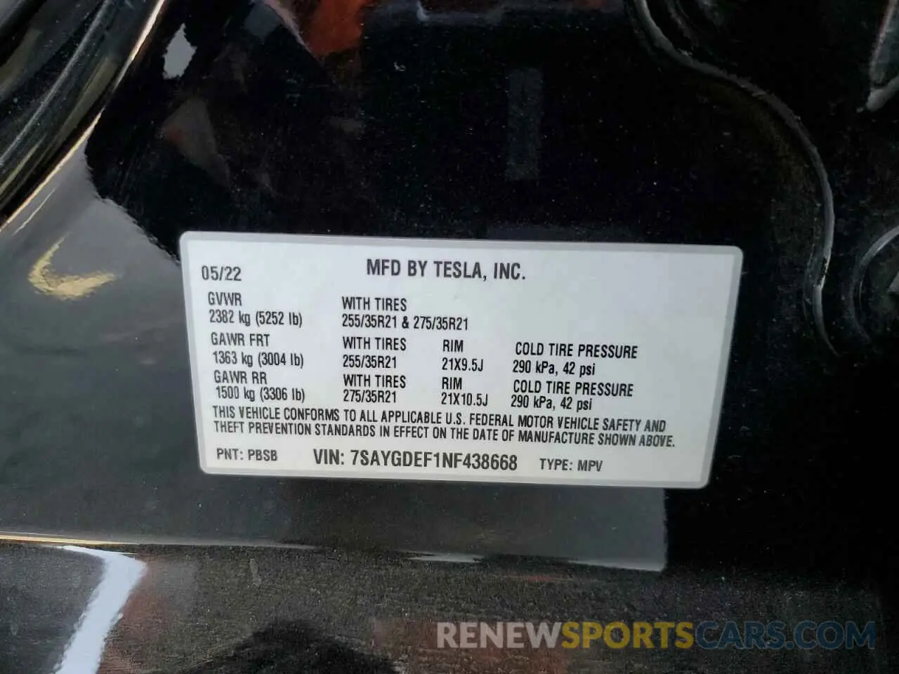 12 Photograph of a damaged car 7SAYGDEF1NF438668 TESLA MODEL Y 2022