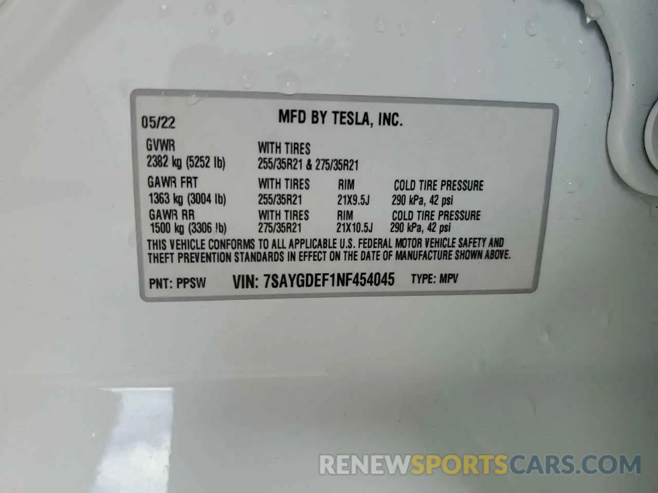 14 Photograph of a damaged car 7SAYGDEF1NF454045 TESLA MODEL Y 2022