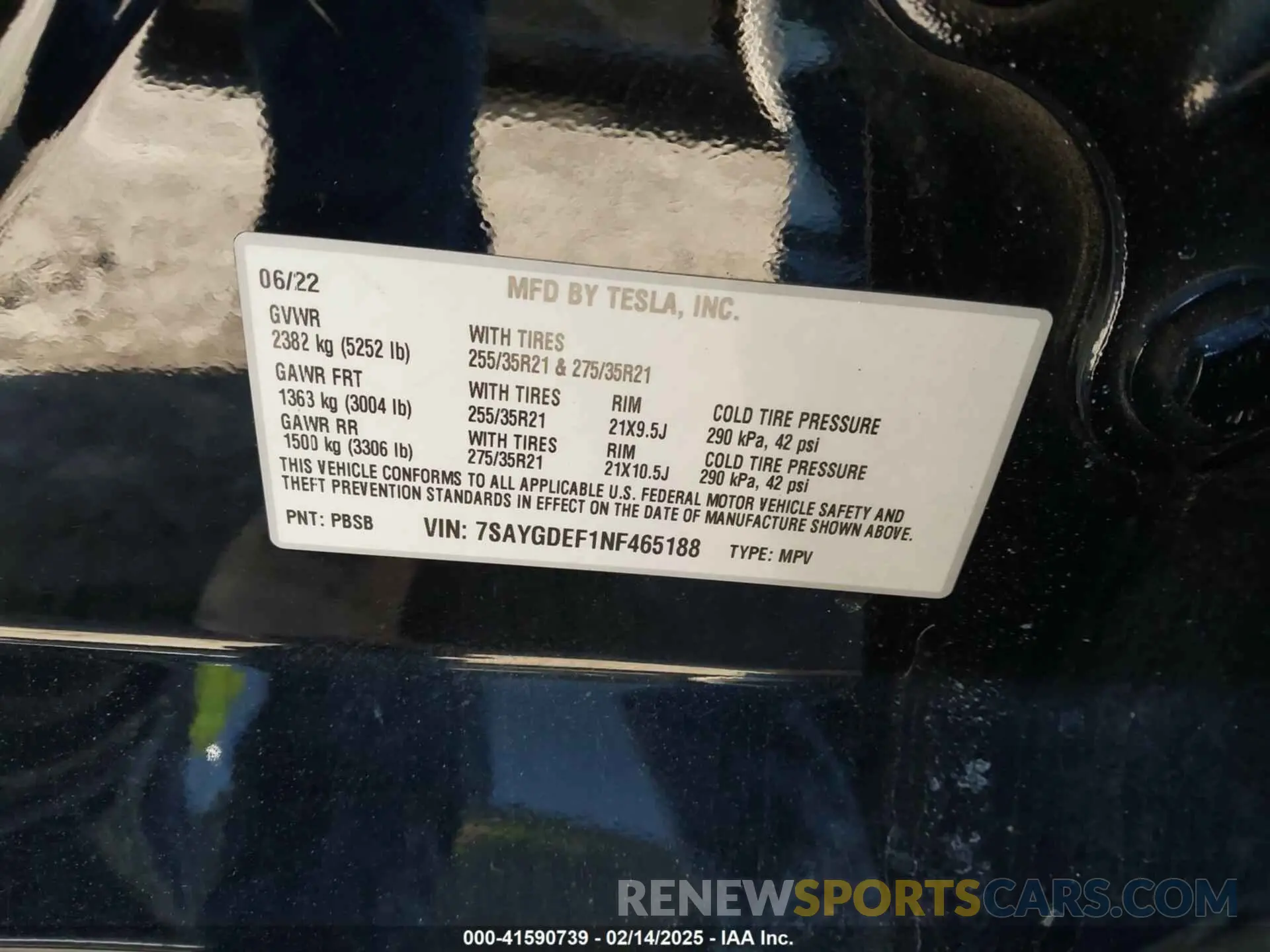 9 Фотография поврежденного автомобиля 7SAYGDEF1NF465188 TESLA MODEL Y 2022