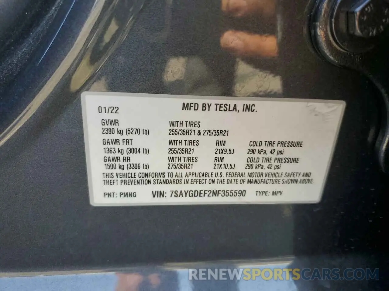 14 Photograph of a damaged car 7SAYGDEF2NF355590 TESLA MODEL Y 2022