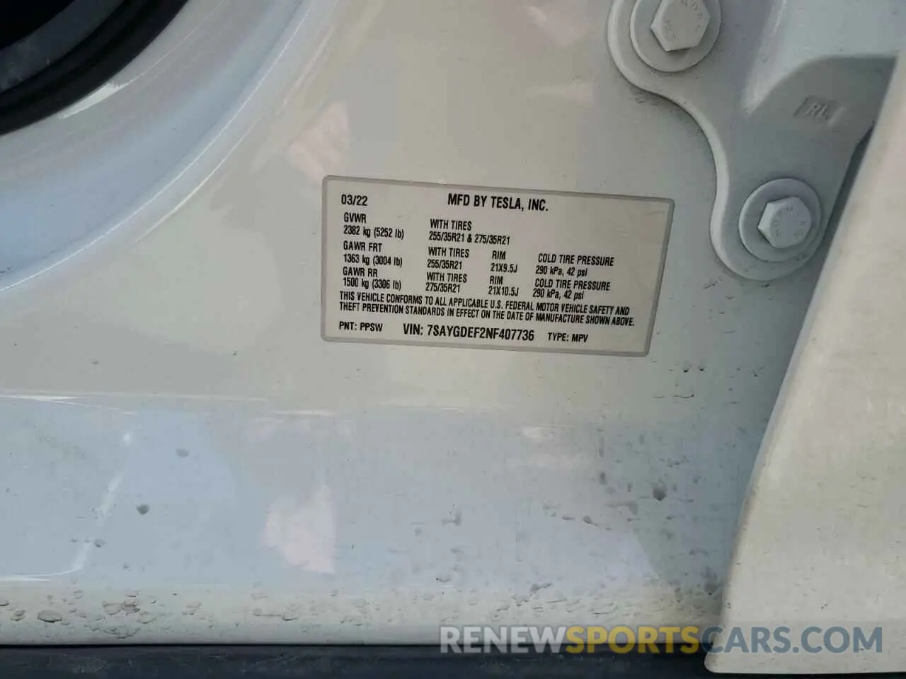 14 Фотография поврежденного автомобиля 7SAYGDEF2NF407736 TESLA MODEL Y 2022