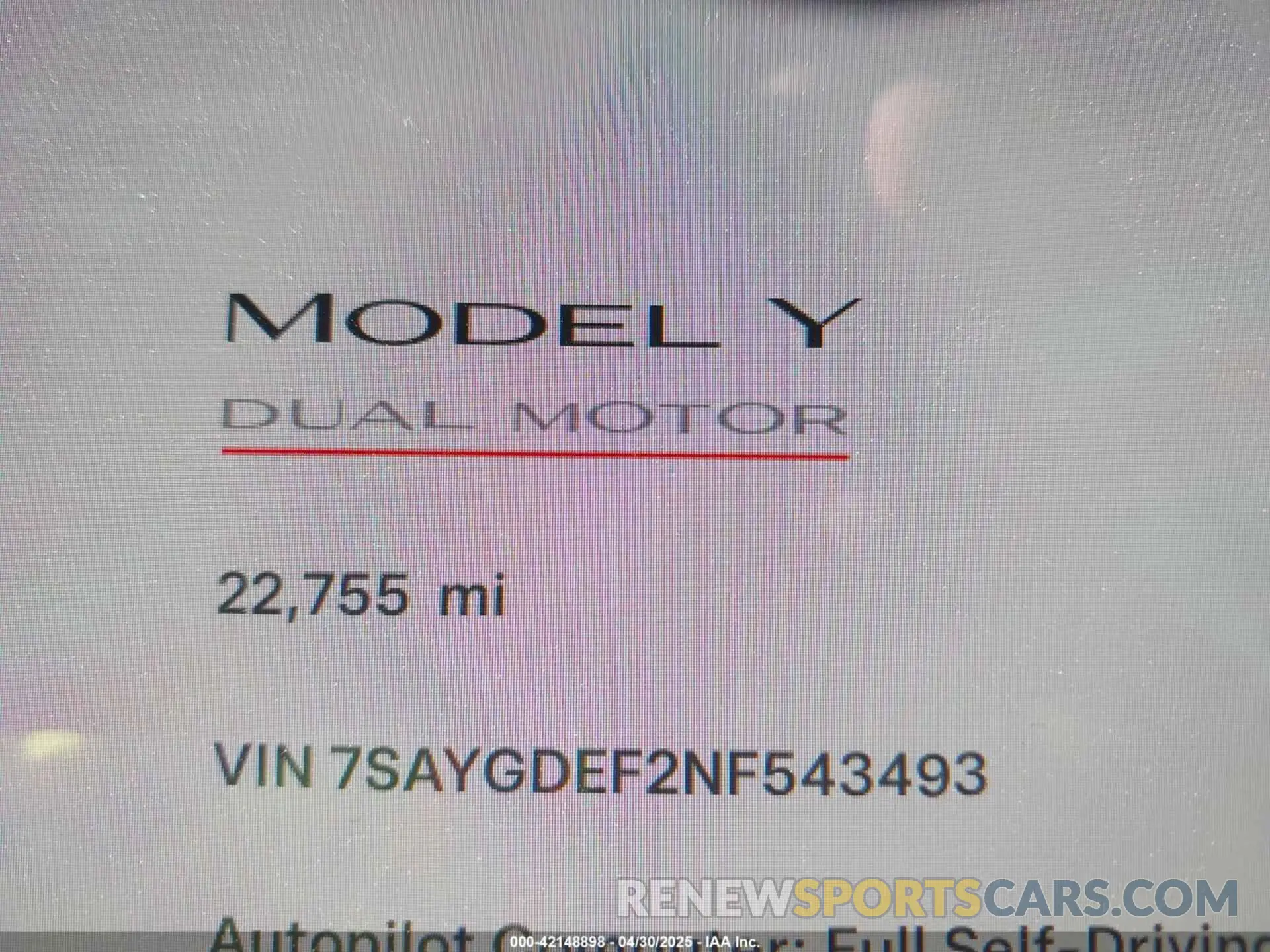 14 Photograph of a damaged car 7SAYGDEF2NF543493 TESLA MODEL Y 2022