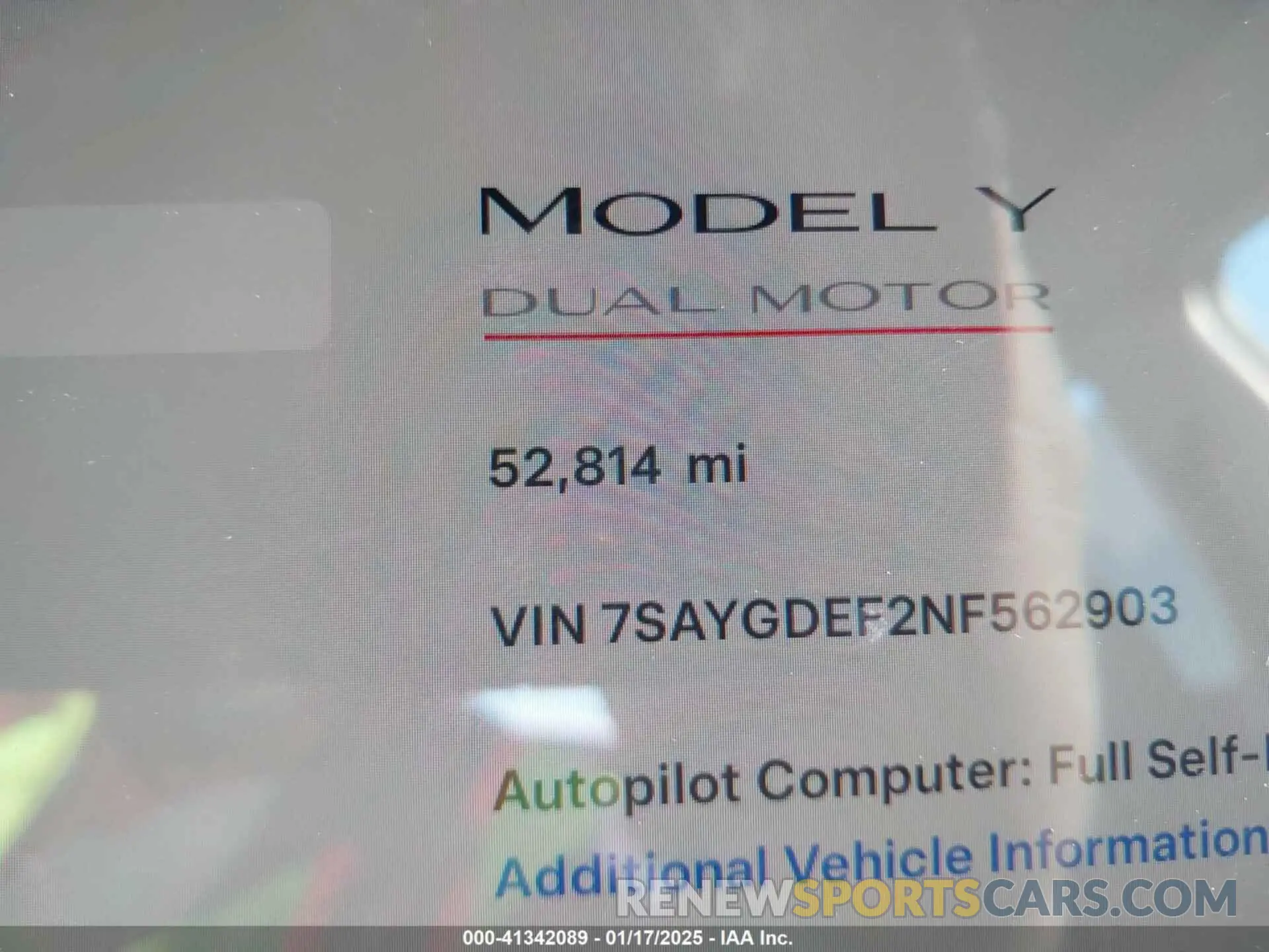 7 Фотография поврежденного автомобиля 7SAYGDEF2NF562903 TESLA MODEL Y 2022