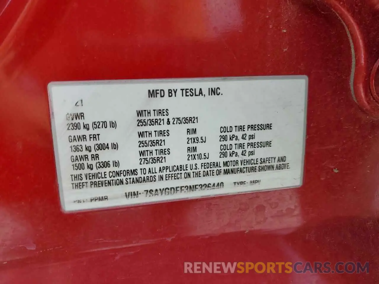 14 Фотография поврежденного автомобиля 7SAYGDEF3NF326440 TESLA MODEL Y 2022