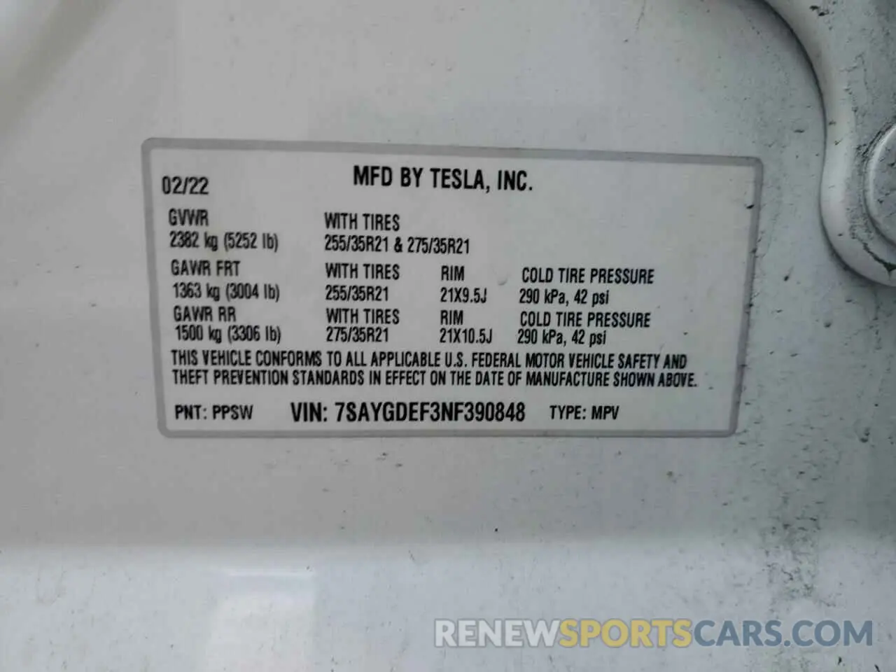 14 Photograph of a damaged car 7SAYGDEF3NF390848 TESLA MODEL Y 2022