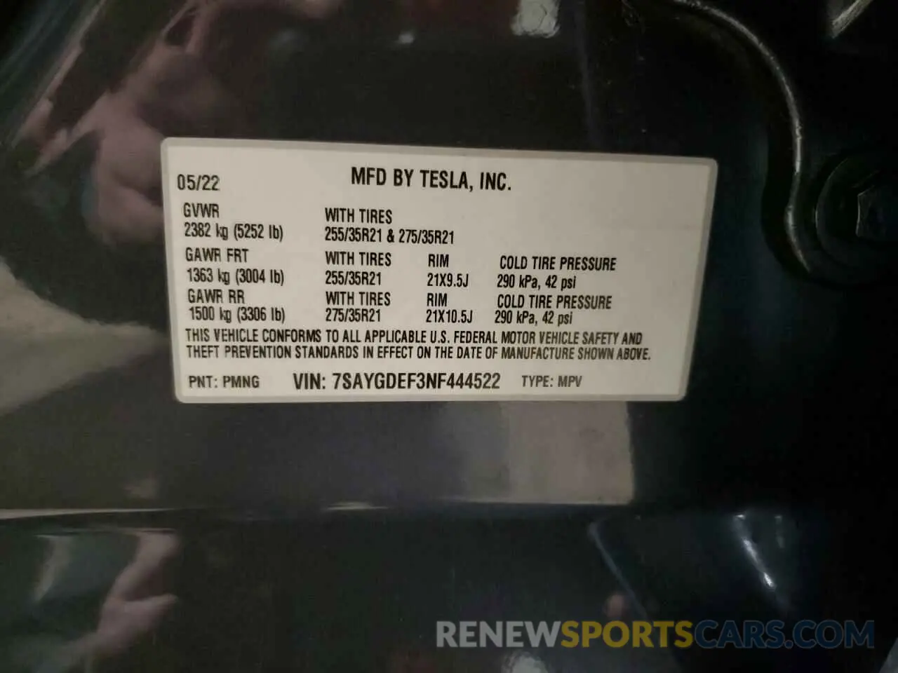 14 Photograph of a damaged car 7SAYGDEF3NF444522 TESLA MODEL Y 2022