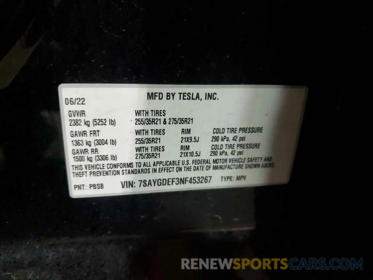 14 Фотография поврежденного автомобиля 7SAYGDEF3NF453267 TESLA MODEL Y 2022