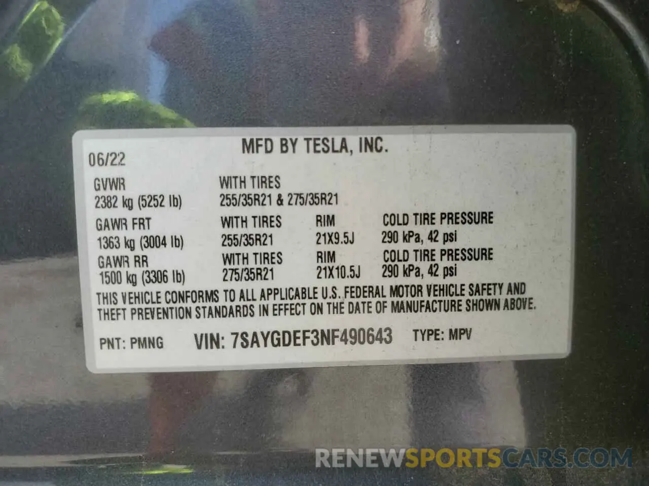 14 Photograph of a damaged car 7SAYGDEF3NF490643 TESLA MODEL Y 2022