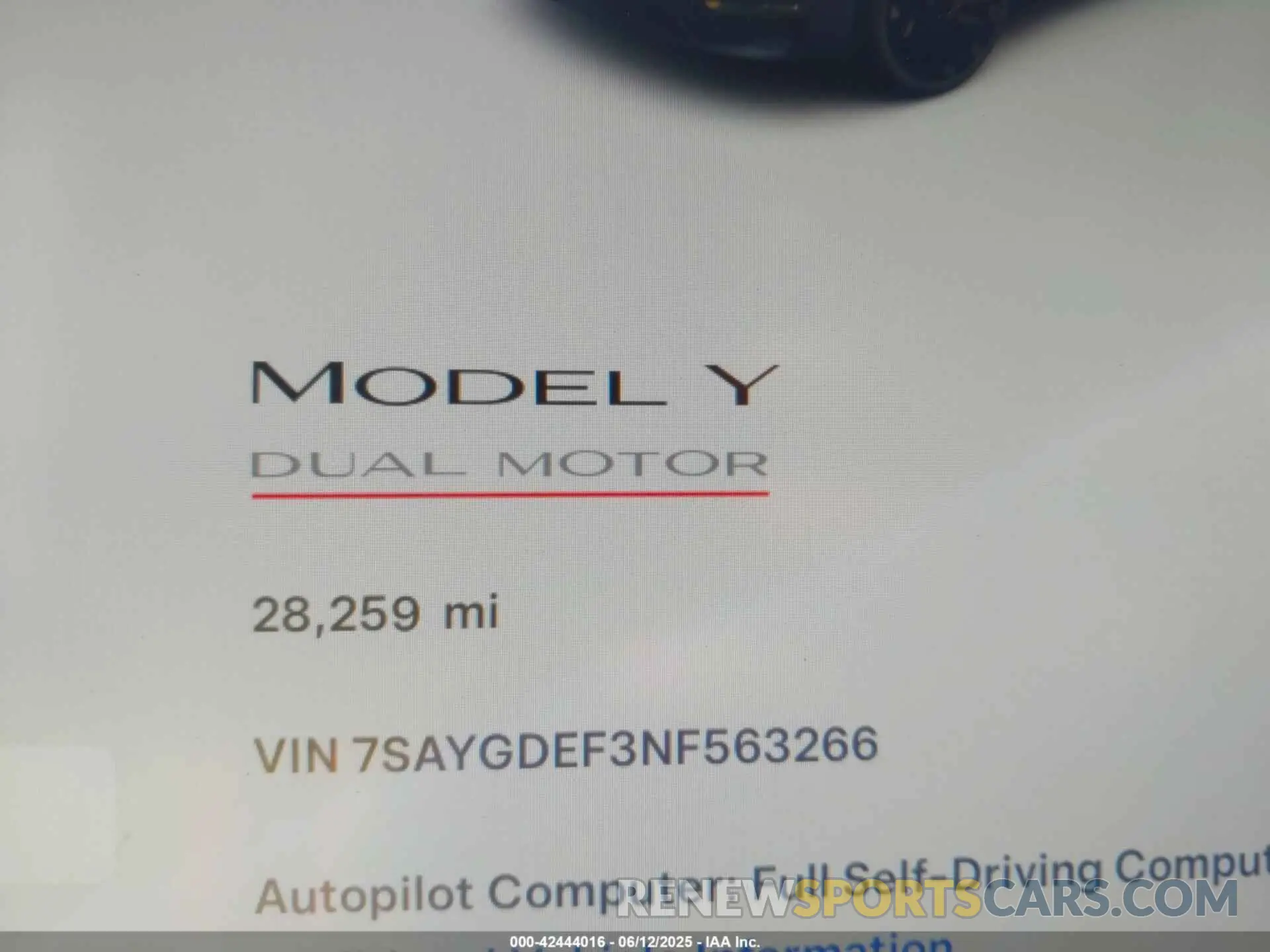 7 Фотография поврежденного автомобиля 7SAYGDEF3NF563266 TESLA MODEL Y 2022