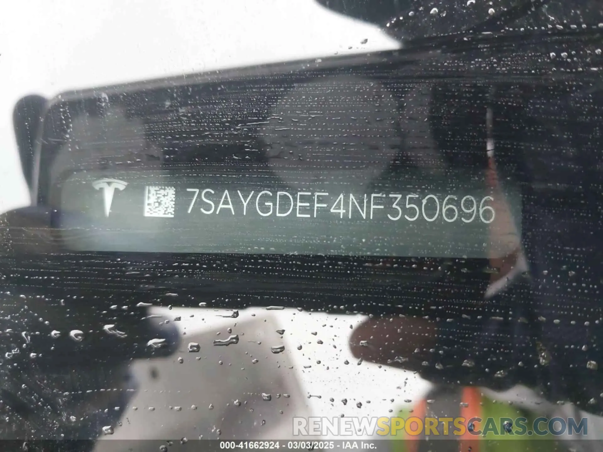 9 Фотография поврежденного автомобиля 7SAYGDEF4NF350696 TESLA MODEL Y 2022