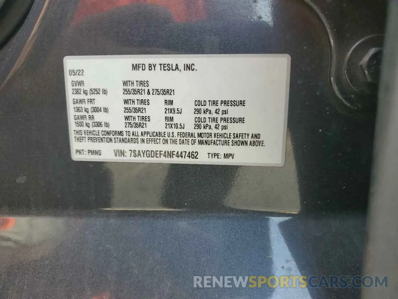 13 Photograph of a damaged car 7SAYGDEF4NF447462 TESLA MODEL Y 2022