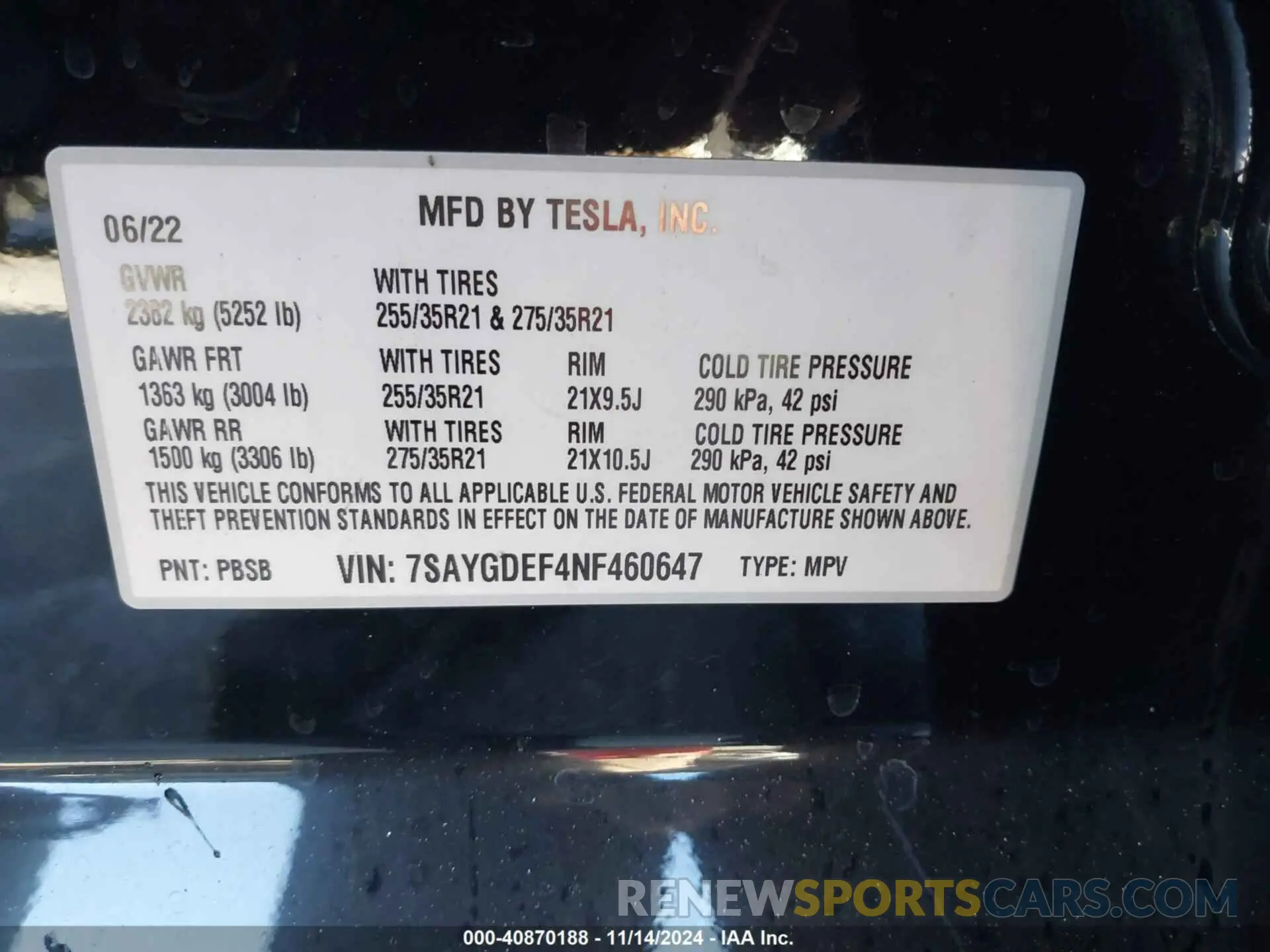 9 Photograph of a damaged car 7SAYGDEF4NF460647 TESLA MODEL Y 2022