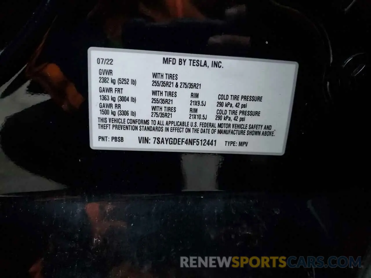 12 Photograph of a damaged car 7SAYGDEF4NF512441 TESLA MODEL Y 2022