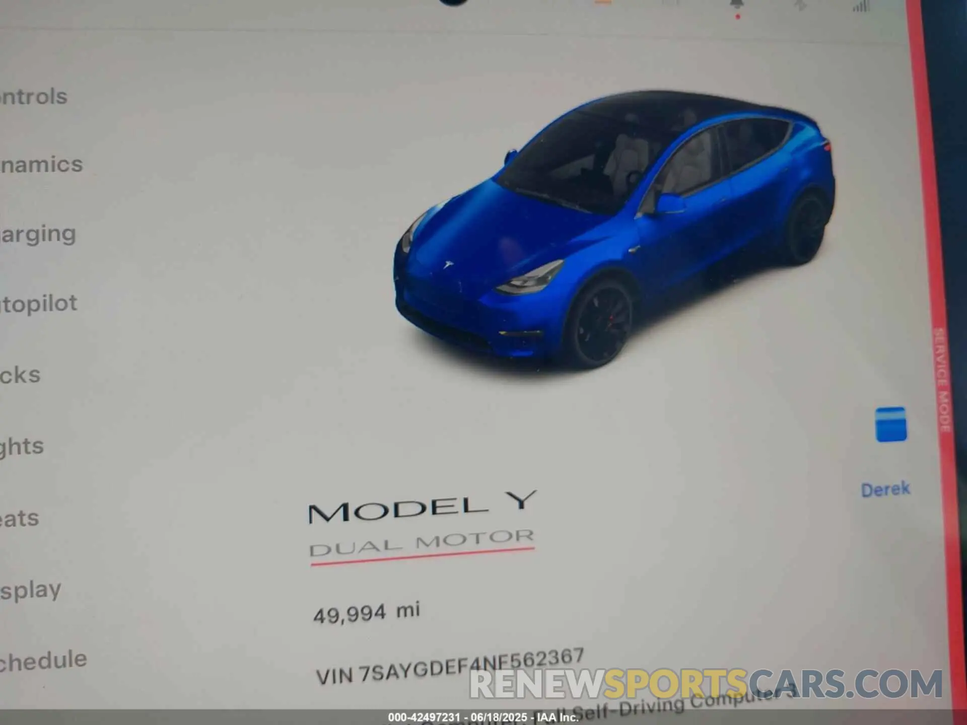 7 Photograph of a damaged car 7SAYGDEF4NF562367 TESLA MODEL Y 2022