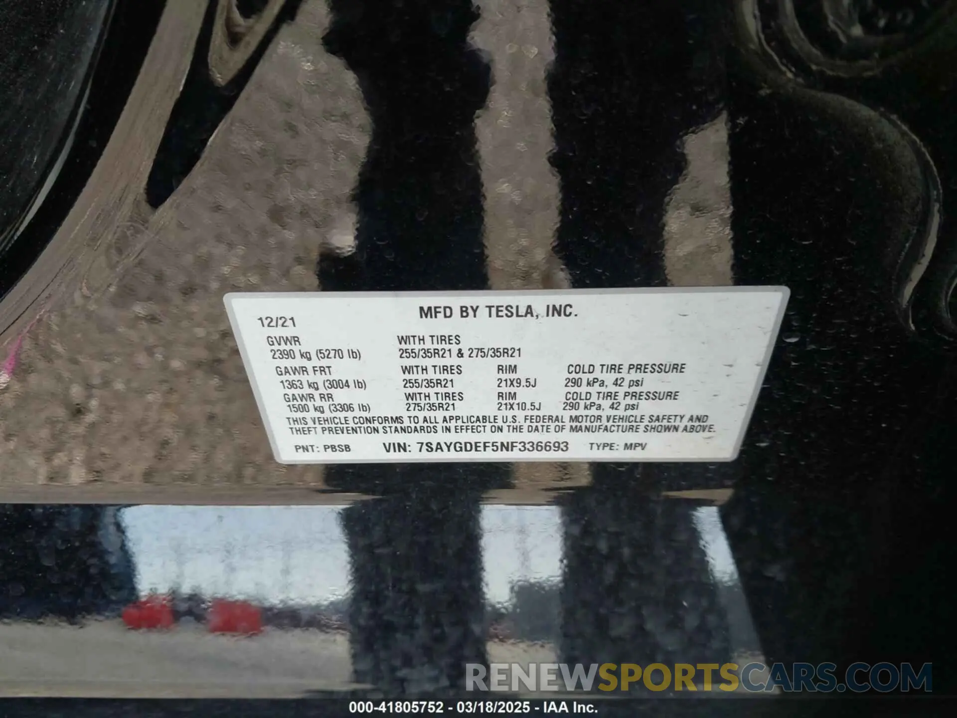 9 Photograph of a damaged car 7SAYGDEF5NF336693 TESLA MODEL Y 2022