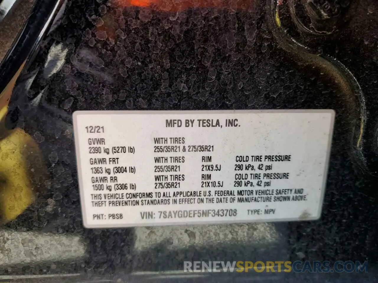 12 Фотография поврежденного автомобиля 7SAYGDEF5NF343708 TESLA MODEL Y 2022