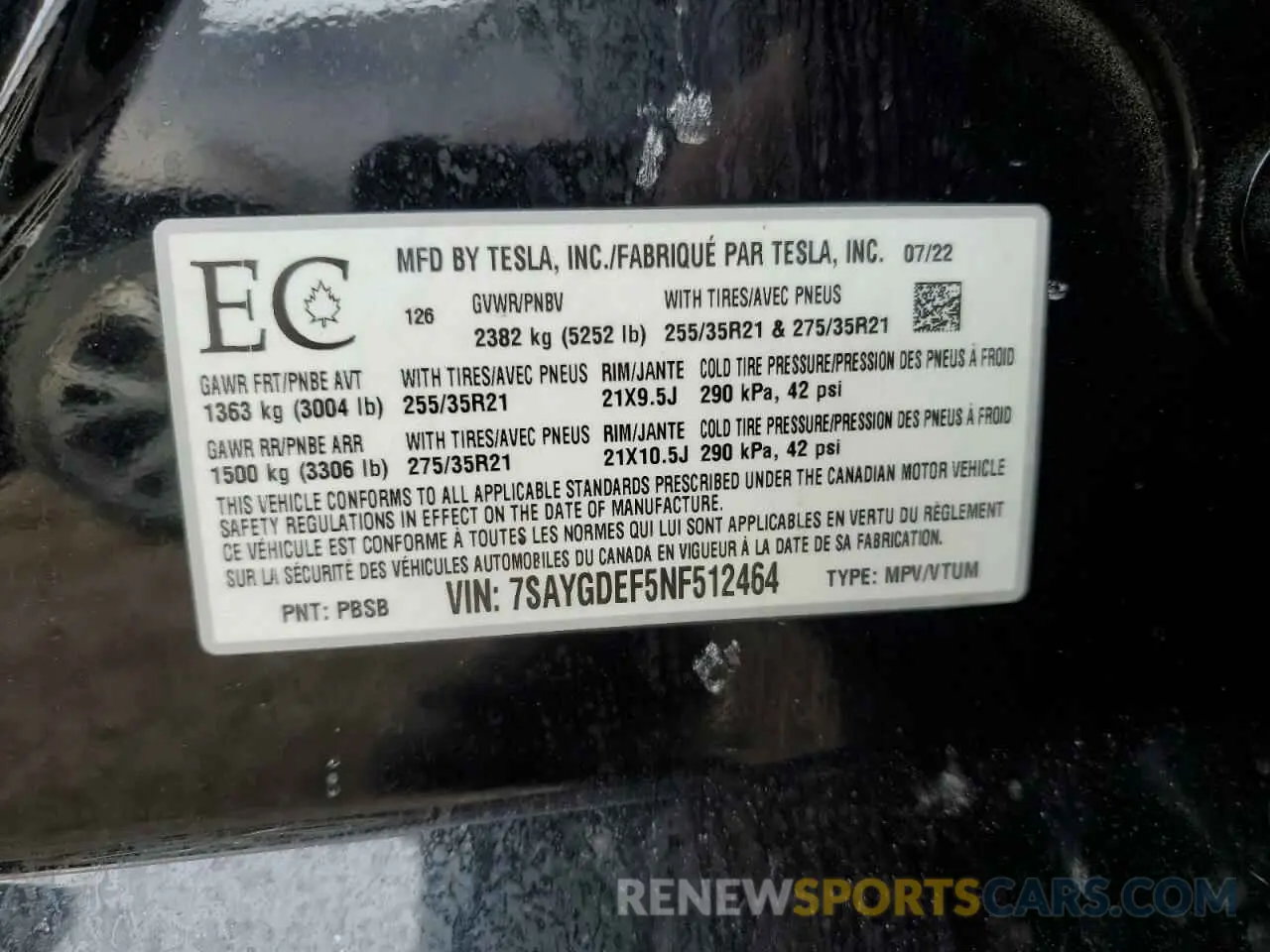 13 Фотография поврежденного автомобиля 7SAYGDEF5NF512464 TESLA MODEL Y 2022