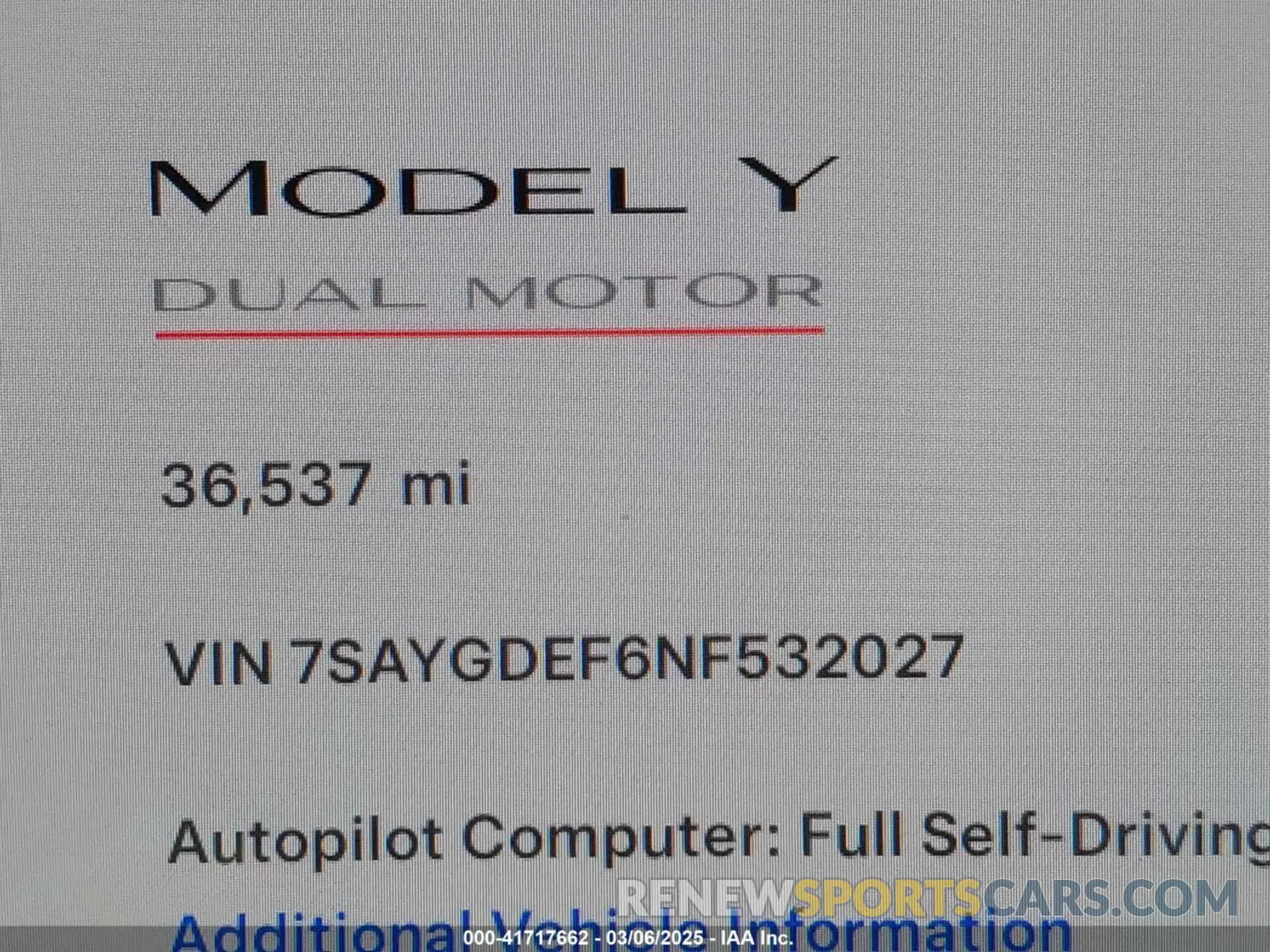 16 Фотография поврежденного автомобиля 7SAYGDEF6NF532027 TESLA MODEL Y 2022