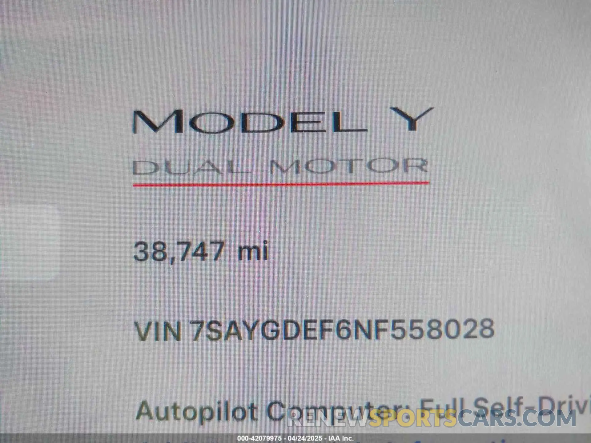 16 Фотография поврежденного автомобиля 7SAYGDEF6NF558028 TESLA MODEL Y 2022
