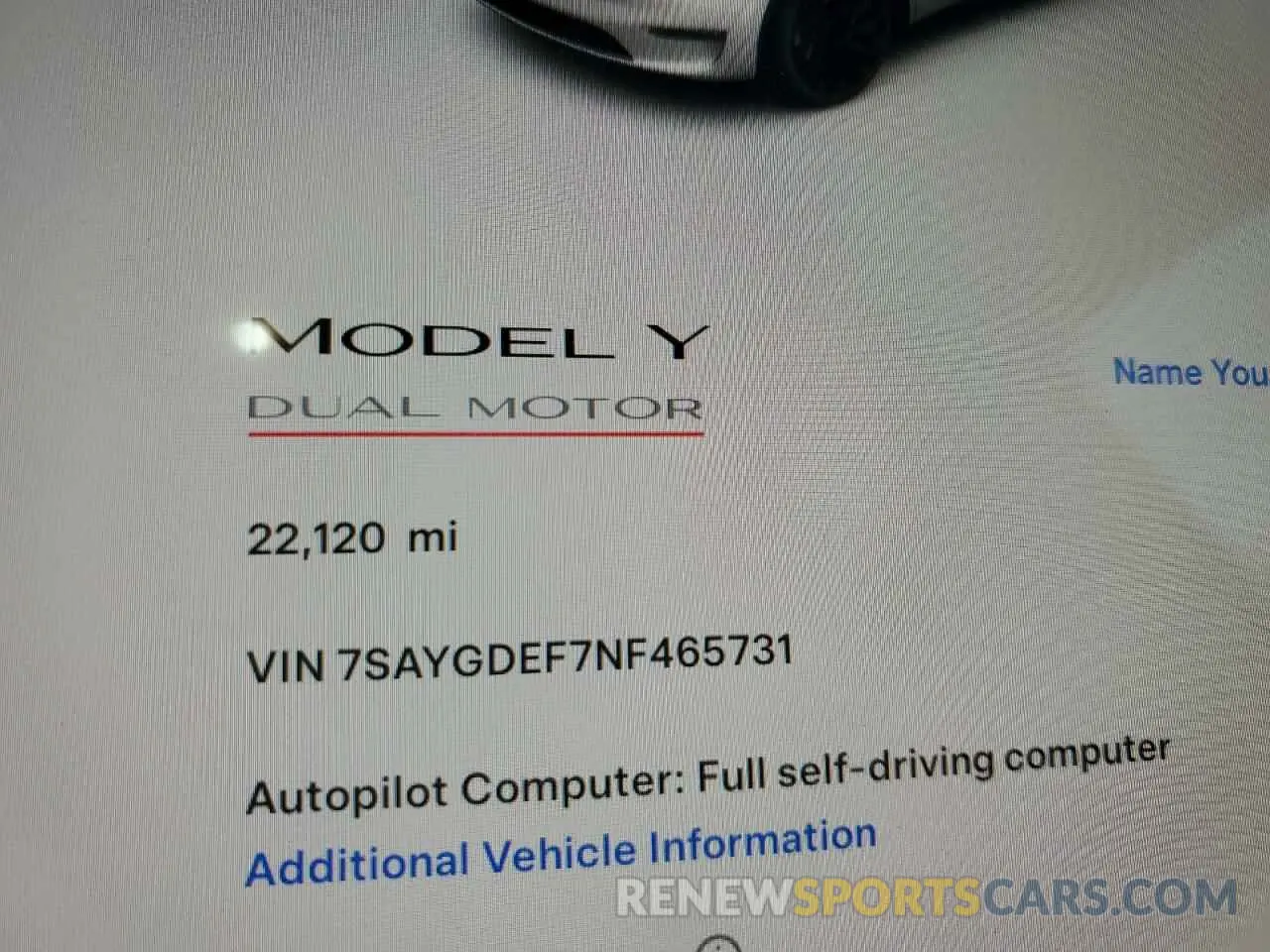 9 Photograph of a damaged car 7SAYGDEF7NF465731 TESLA MODEL Y 2022
