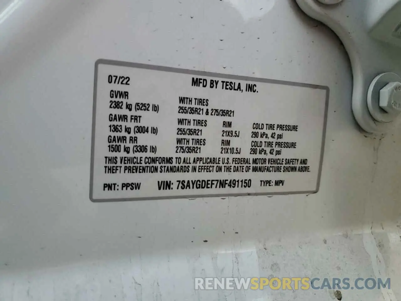 13 Photograph of a damaged car 7SAYGDEF7NF491150 TESLA MODEL Y 2022