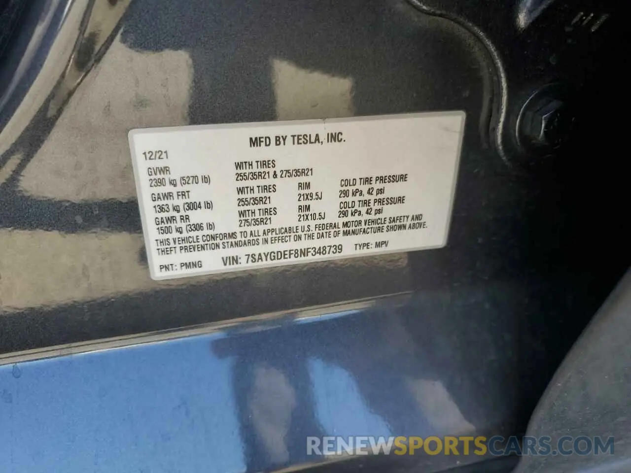 13 Photograph of a damaged car 7SAYGDEF8NF348739 TESLA MODEL Y 2022