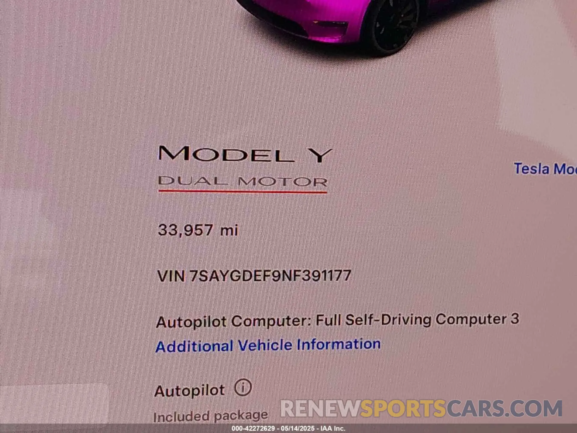 16 Photograph of a damaged car 7SAYGDEF9NF391177 TESLA MODEL Y 2022