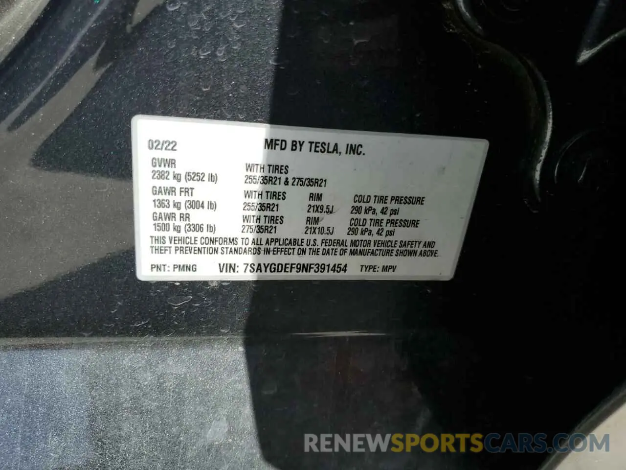 16 Фотография поврежденного автомобиля 7SAYGDEF9NF391454 TESLA MODEL Y 2022