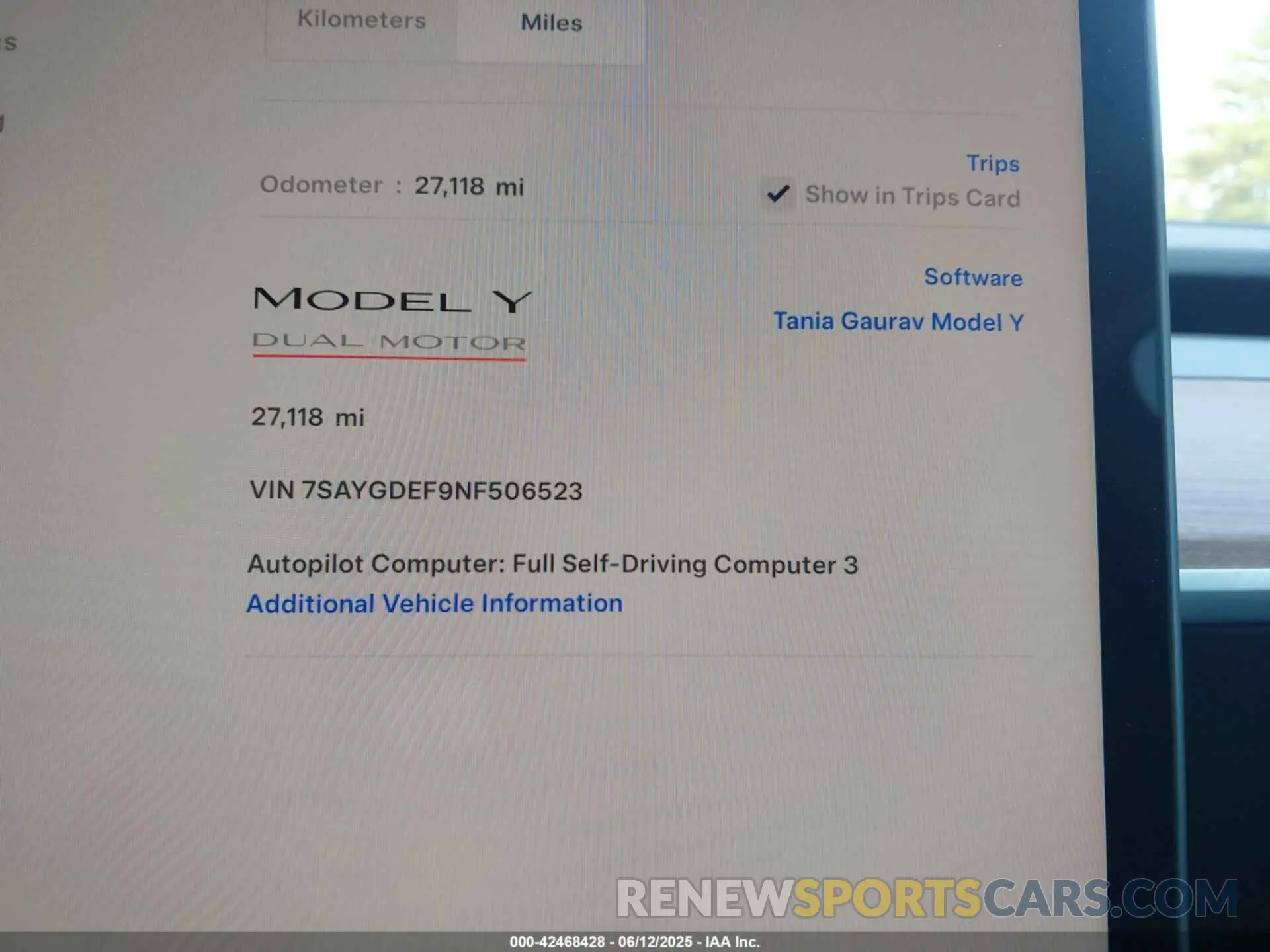 7 Фотография поврежденного автомобиля 7SAYGDEF9NF506523 TESLA MODEL Y 2022