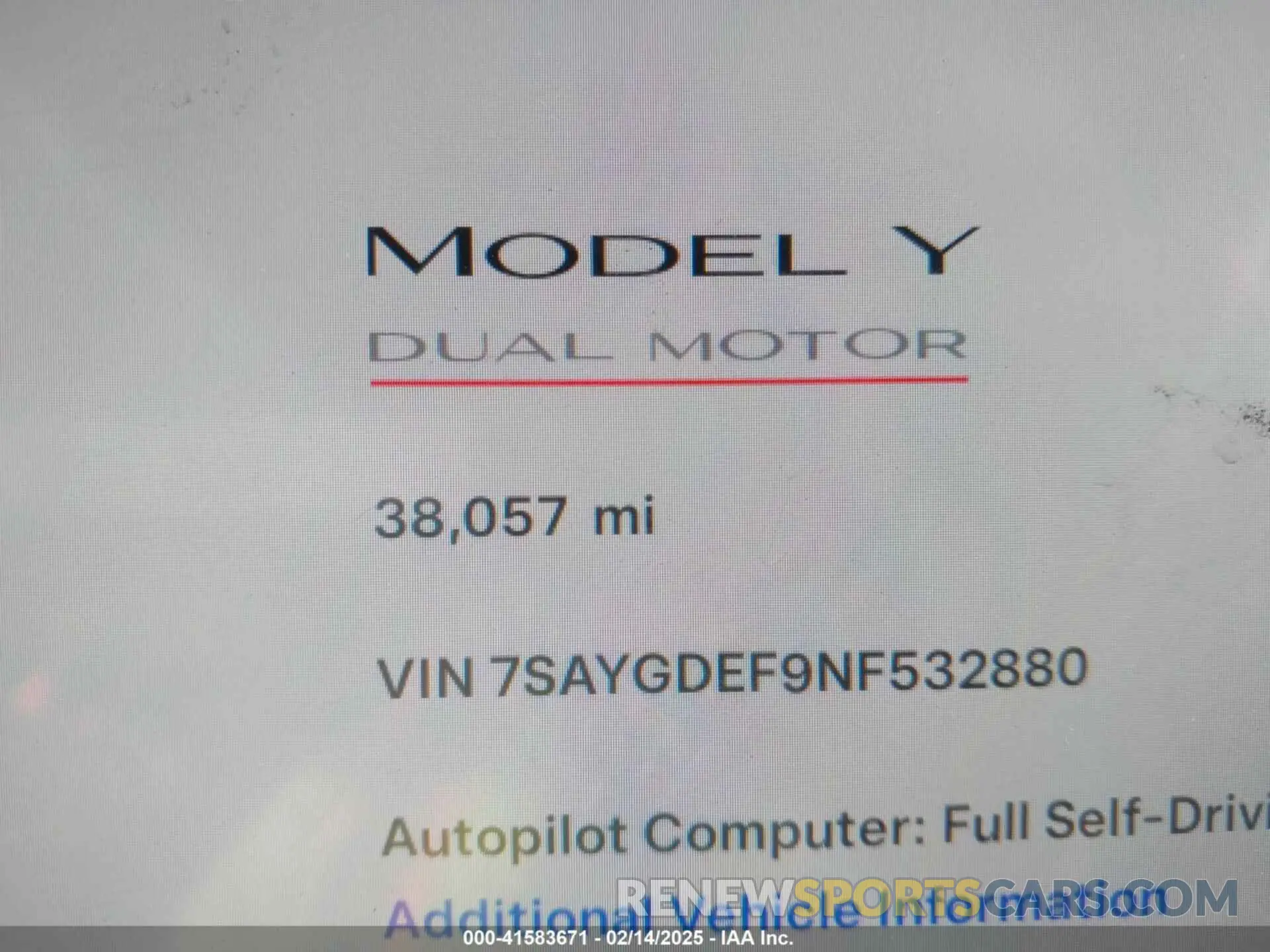 16 Photograph of a damaged car 7SAYGDEF9NF532880 TESLA MODEL Y 2022
