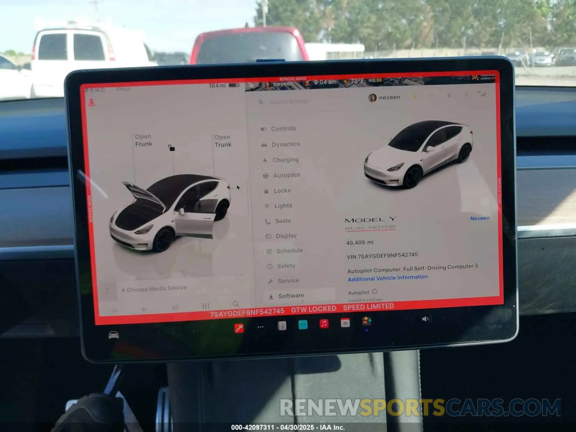 7 Фотография поврежденного автомобиля 7SAYGDEF9NF542745 TESLA MODEL Y 2022