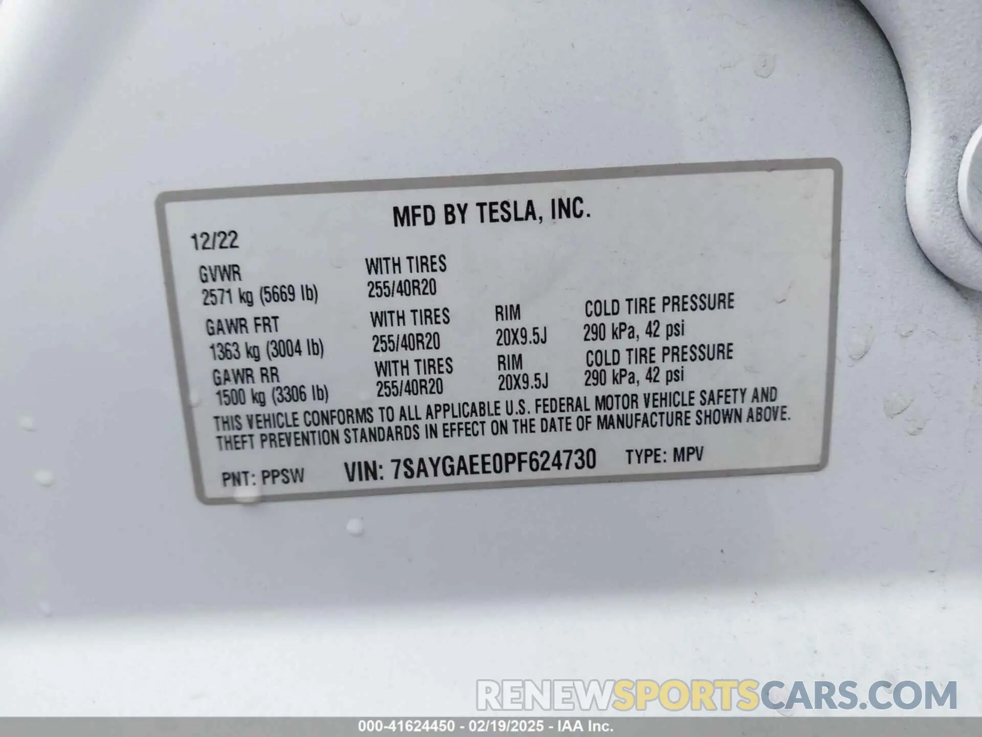 9 Фотография поврежденного автомобиля 7SAYGAEE0PF624730 TESLA MODEL Y 2023